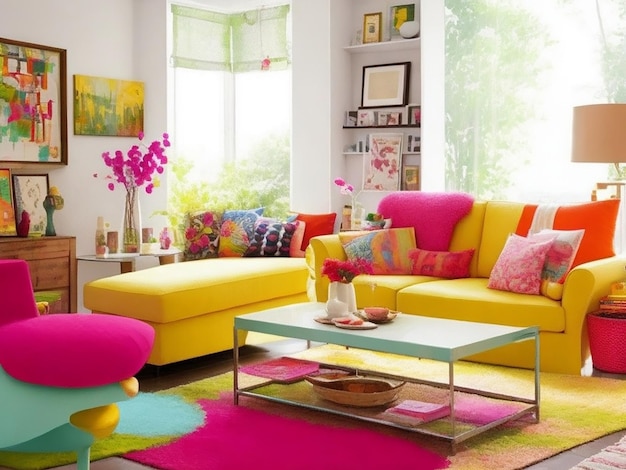 Farbenfroher Wohnzimmerinnenraum