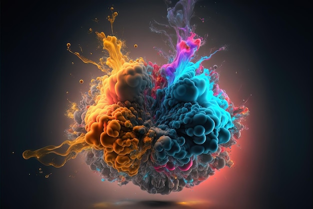 Farbexplosion mit mehreren Farben. Generative KI
