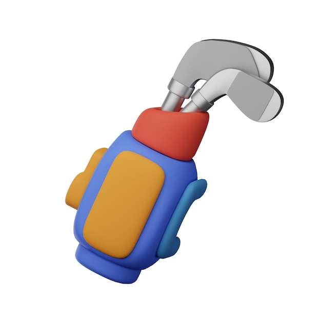 Farbige 3D-Golf-Tasche mit Schlägern