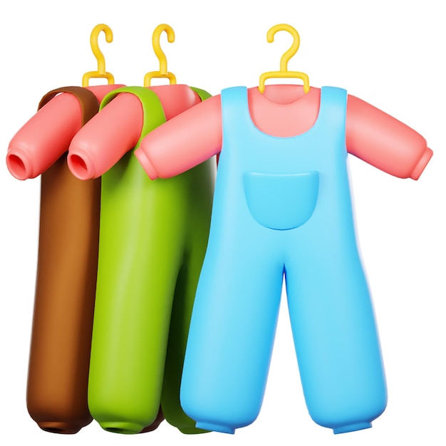 Farbige 3D-Kinder-Sumpsuit-Kollektion auf Hängern