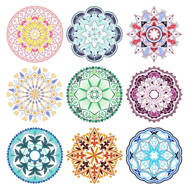 Farbige arabeske gemusterte Designelement-Sammlung durchsichtige png
