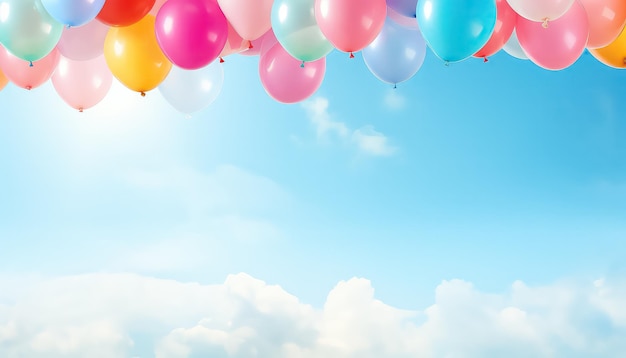 Farbige Ballons auf blauem Himmel Hintergrund Konzept Karneval