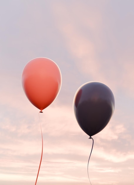Foto farbige ballons auf dem hintergrund des himmels
