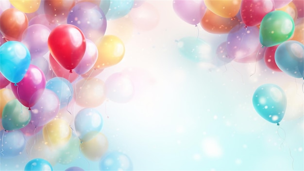 Farbige Ballons fliegen im blauen Himmelshintergrund Vektorillustration
