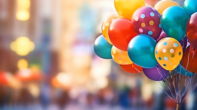 Farbige Ballons mit Bokeh-Hintergrund