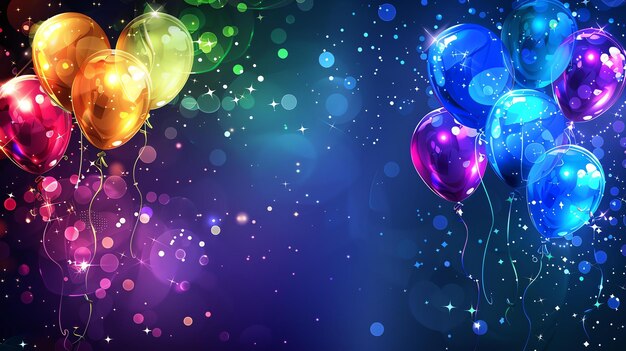 Foto farbige ballons mit glänzenden lichtern können als hintergrund für geburtstagsfeiern verwendet werden