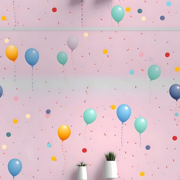 Farbige Ballons und Konfetti-Sterne als abstrakte Hintergrundtapeten Banner Texturdesign mit Mustervektor Leichter Hintergrund