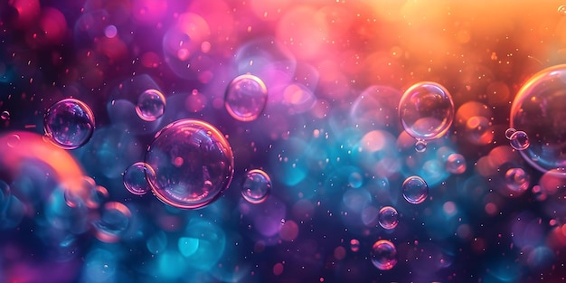 Farbige Blasen, die auf einer lebendigen Computerwandpapier schwimmen Konzept Abstrakte Kunst Lebendige Farben Fließende Blasen Computerwandtapeten Farbiges Design