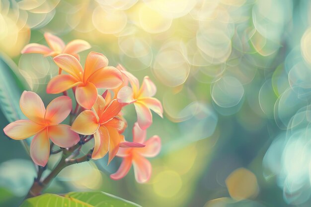 Farbige Frangipani- und Plumeria-Blüten in der Frühlingslandschaft