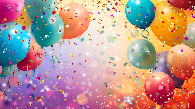 Foto farbige, fröhliche party-stimmung, ballons, hintergrundbild-generative ki
