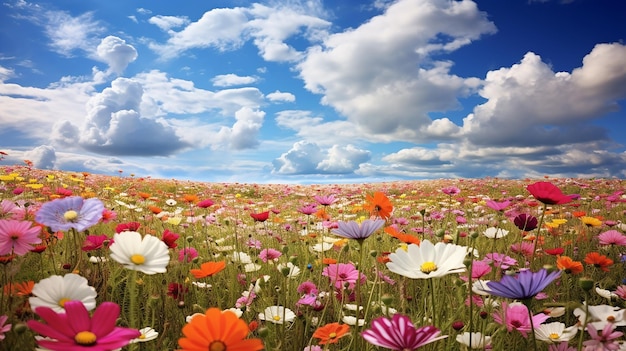 Foto farbige frühlingsblumen in voller blüte