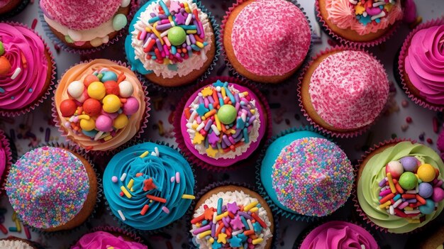 Farbige Geburtstags-Cupcakes