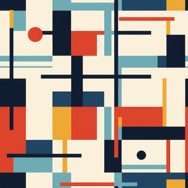Farbige geometrische Form Abstrakte Mondrian-Stil Nahtloses Muster Hintergrund