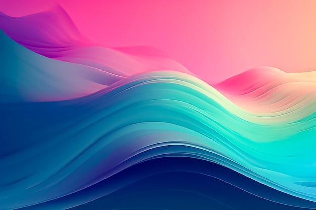 Farbige, glatte Wellen auf einem von der KI erzeugten Hintergrund mit Farbverlauf
