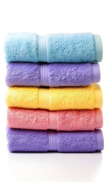 Farbige Handtücher auf weißem Hintergrund