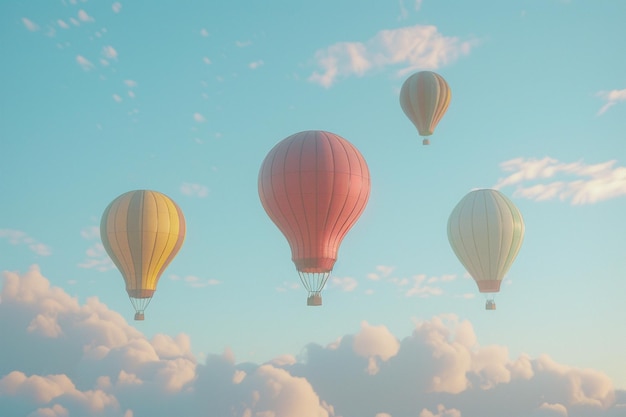 Farbige Heißluftballons, die am Himmel schwimmen