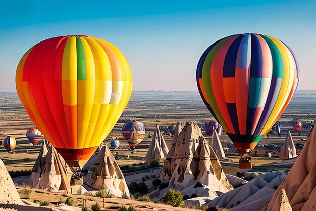 Farbige Heißluftballons vor dem Start im Nationalpark Goreme, Kappadokien, Türkei