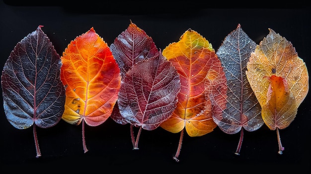 Farbige Illustration von herbstlichen gefallenen Blättern Herbarium im Herbst