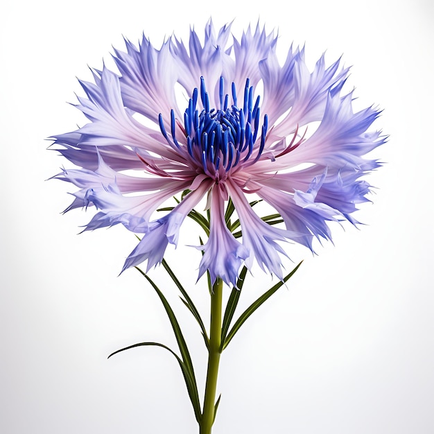 Foto farbige isolierte cornflower-blumen mit dem bezaubernden blauen kreativen konzept-idee-design