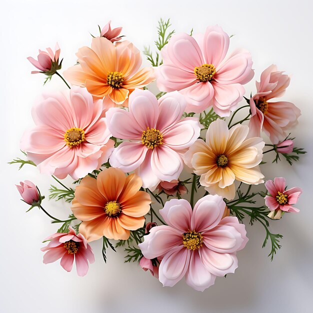 Farbige Isolierte von Cosmos Blume, die das edle und farbenfrohe kreative Konzept-Idee-Design präsentiert
