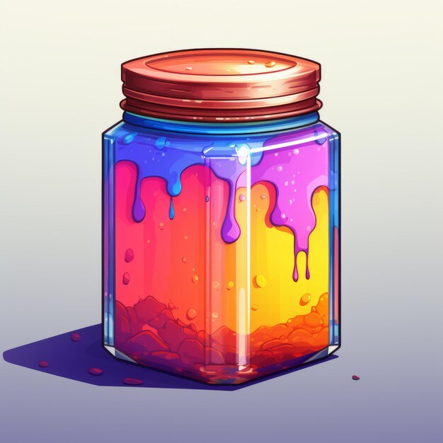 Farbige Jar-Illustration mit Fantasie-Stil und lebendigen Farbgradienten
