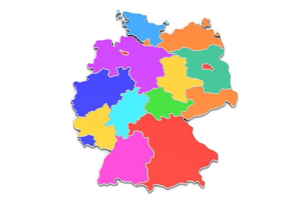 Foto farbige karte von deutschland 3d-darstellung