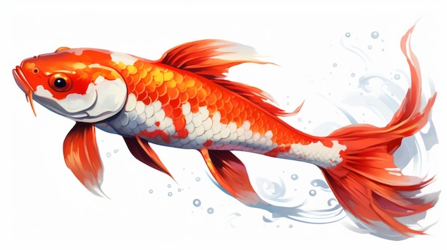 Farbige Koi-Fisch-Illustration auf weißem Hintergrund