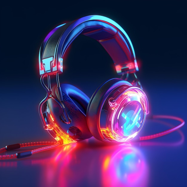 Farbige Kopfhörer im Neon-Stil
