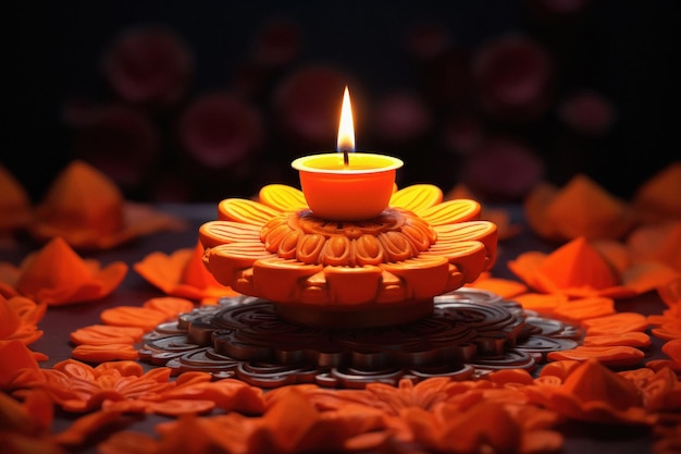 Foto farbige lehm-diya-lampen werden während der diwali-feier angezündet.