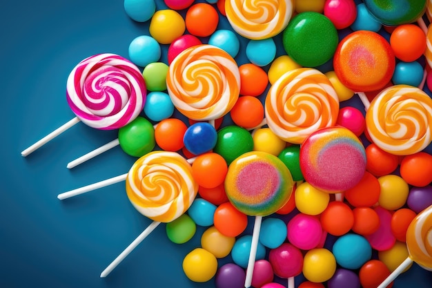 Farbige Lollipops und verschiedene farbige Runde ai generiert