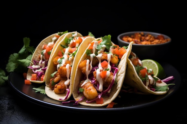 Farbige mexikanische Garnelen-Tacos