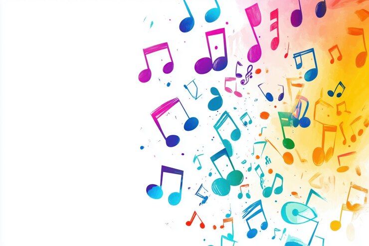 Foto farbige musiknoten auf weißem hintergrund
