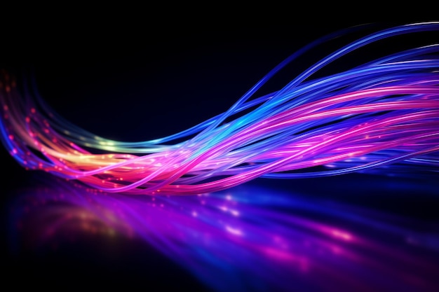 Farbige optische Faserkabel elektrische Drähte Neonwellen Linien abstrakt d ai Design Hintergrund