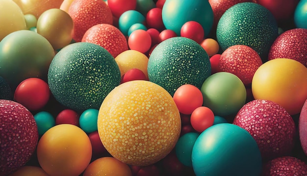 Foto farbige plastikkugeln hintergrund für spielzimmer kinderpark ballen unterschiedlicher größe textur