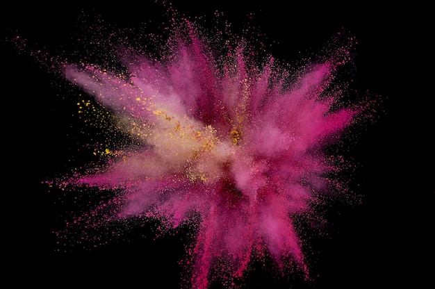 Farbige Pulverexplosion. Abstrakter Nahaufnahmestaub auf Hintergrund. Bunte explodieren. Holi Paint malen