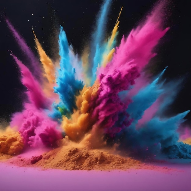 Farbige Pulverexplosion Pastellfarbe Staubpartikel Spritzen