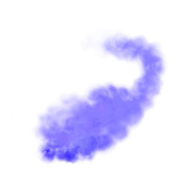 Farbige Rauchwolke Blauer Rauch isoliert auf weißem Hintergrund