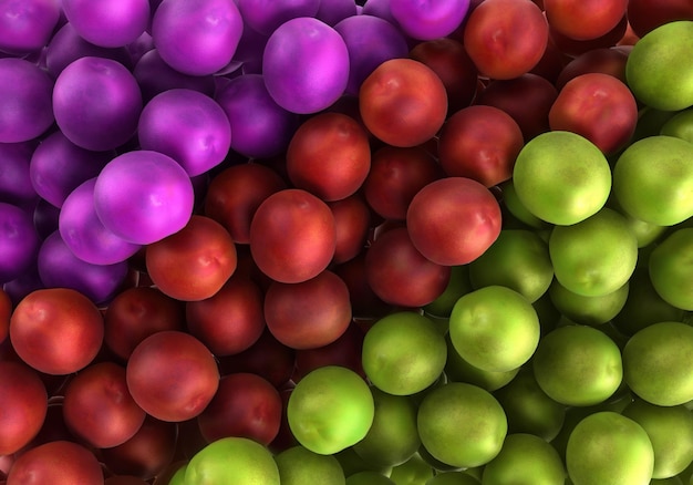 Farbige reife Nektarinen werden auf weißem 3D-Render vergrößert