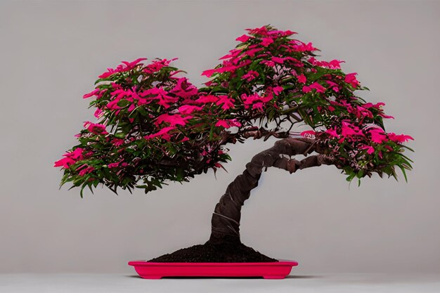 Farbige rote Bonsai-Baum-Illustration auf einem Studio-Hintergrund Generative KI