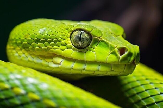 Farbige Schlangen, Python, Kobra, Adler, Wald, versteckt und wartet auf Beute, Regenwald, Dschungel, unberührte Natur.