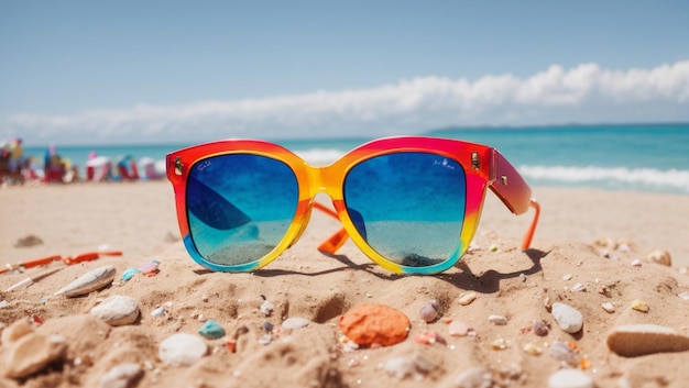 Farbige Sonnenbrillen am Strand