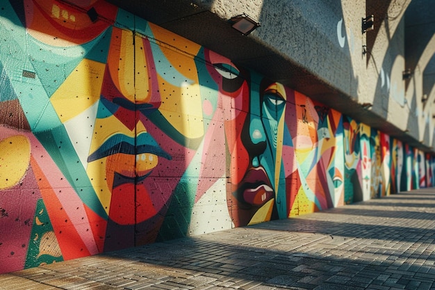 Farbige Straßenkunst, die Einheit und Vielfalt darstellt