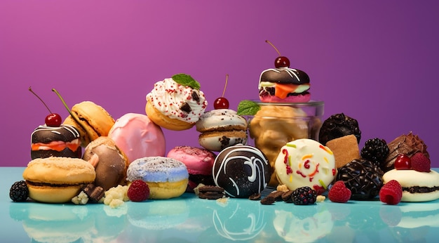 Foto farbige süßigkeiten auf abstraktem hintergrund farbige candy auf hintergrund süße kekse