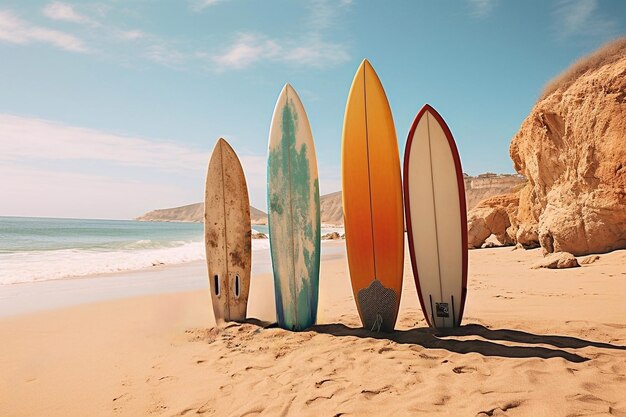 Farbige Surfbretter am Strand