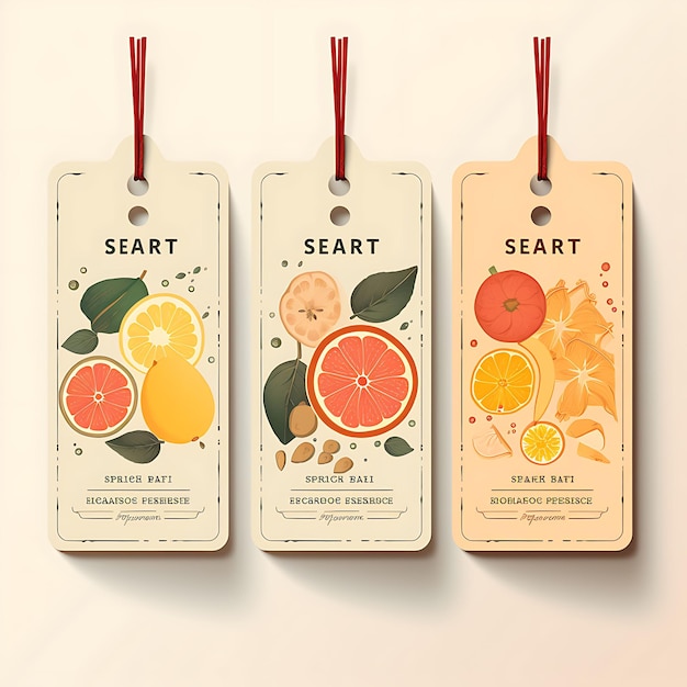 Farbige Tagkarten des örtlichen Obstgeschäfts Kraft Papier Tagkarten Rechteck S Skizze Aquarell-Stil