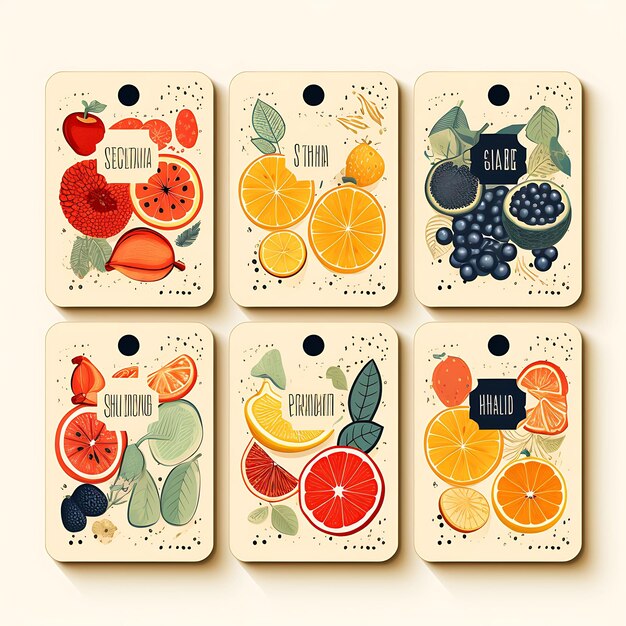 Farbige Tagkarten des örtlichen Obstgeschäfts Kraft Papier Tagkarten Rechteck S Skizze Aquarell-Stil
