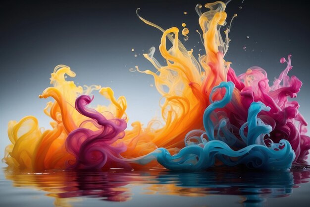 Farbige Tinte wirbelt durch das Wasser