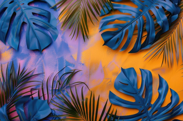 Farbige tropische Palmblätter auf hellem Hintergrund Sommermode-Konzept