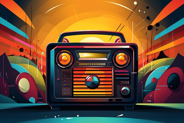 Farbige Vektor-Retro-Podcast-Hintergrundillustration