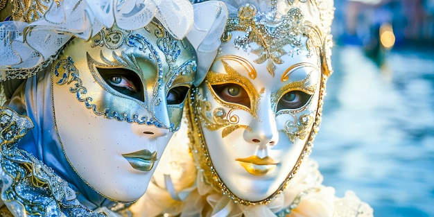 Foto farbige venezianische masken mit blick auf den canalxa